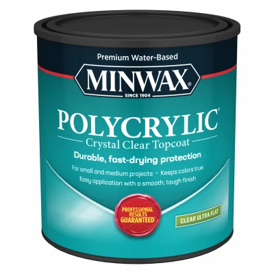 Polycrylic Protective Wood Finish, Ultra Flat, Clear, 1-Qt.