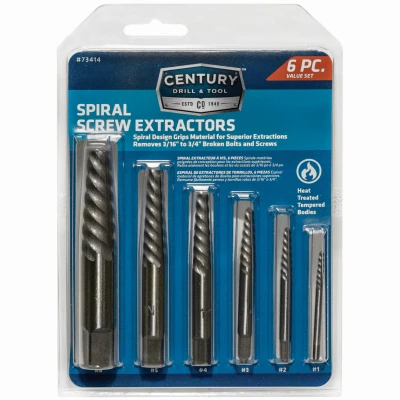 Screw Extractor Set, Spiral Flute, 6-Pc.