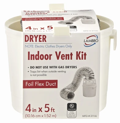 Indoor Dryer Lint Trap Kit, 5 Feet Long With Clamps