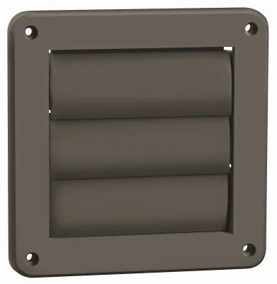 4 In. Exhaust Wall Louvered Vent, Brown Plastic
