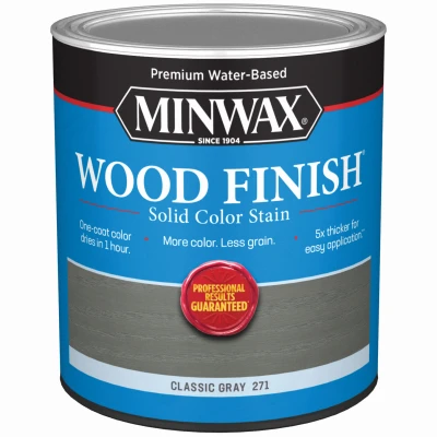 Wood Finish Stain, Water-Based, Solid Color, Classic Gray, 1-Qt.