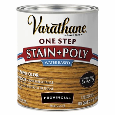 One Step Stain & Polyurethane, Water-Based Semi Gloss, Provincial, Qt.