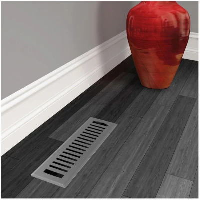 Signature Series Floor Register, Gray Granite Montezuma, Steel, 2-1/4 x 12 In.