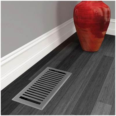 Signature Series Floor Register, Gray Granite Montezuma, Steel, 4 x 12 In.