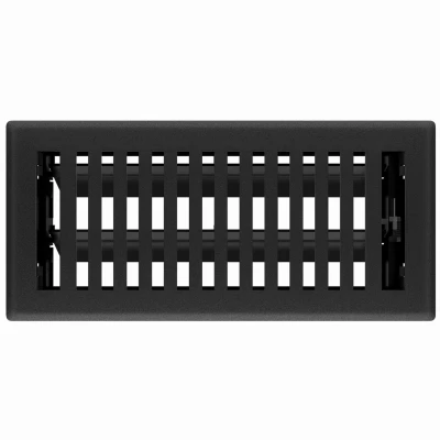 Signature Series Floor Register, Black Iron Montezuma, Steel, 4 x 10 In.