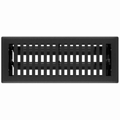 Signature Series Floor Register, Black Iron Montezuma, Steel, 4 x 12 In.