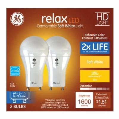 LED Light Bulbs, A19, 15 Watt, 2-Pk.