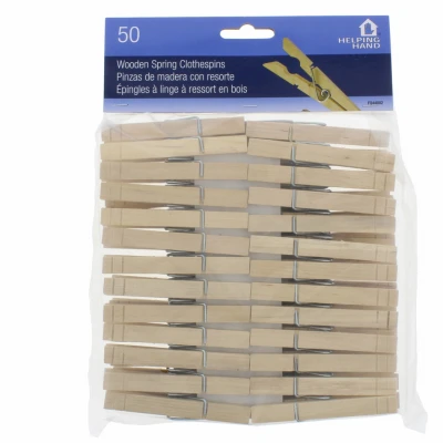 Wood Clothespins, Spring Close, 50-Pk.