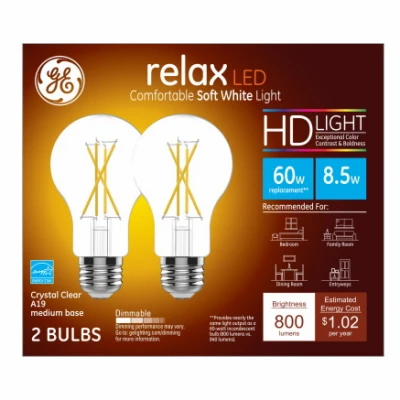 LED Light Bulbs, A19, 800 Lumens, 8.5 Watt, 2-Pk.
