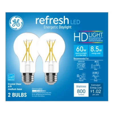 LED Light Bulbs, A19, 800 Lumens, 8.5 Watt, 2-Pk.