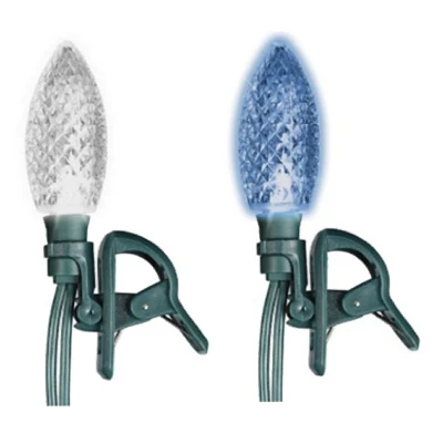 Quick-Clip LED 24-Light Set C9 Bulbs Blue and Pure White Colors