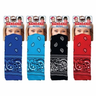 Assorted Colors Bandana, 22 Inch by 22 Inch, 1 Piece