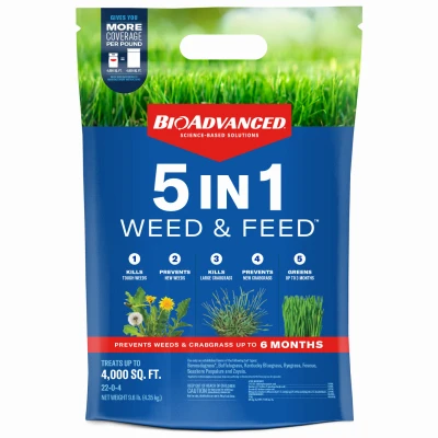 5-In-1 Lawn Fertilizer Weed & Feed, Covers 4,000 Sq. Ft.