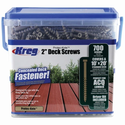 Protec-Kote Deck Screws, Flat-Bottom Head, #8 Coarse, 2-In., 700-Ct.
