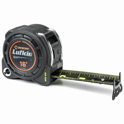 Lufkin Shockforce Tape Measure Matte Black Nylon Coating 1 and 3/16 Inch by 16 Feet