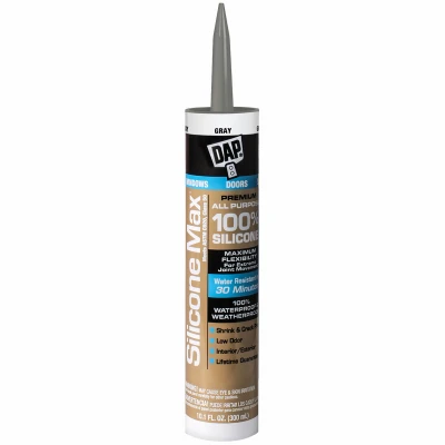 Silicone Max Premium Sealant, 100% Silicone, Gray, 10.1-oz.