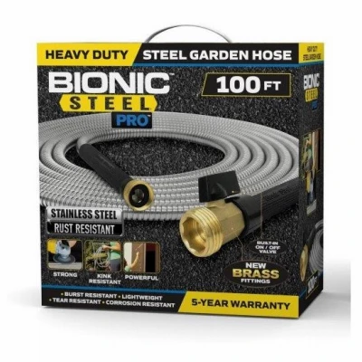 Garden Hose, Lightweight, Heavy-Duty Stainless Steel, 50-Ft.