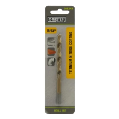 19/64 Inch by 4 and 3/8 Inch High-Speed Steel Drill Bit with Titanium Nitride Coating