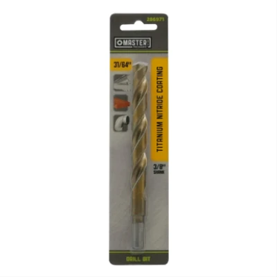 31/64 Inch by 5 and 7/8 Inch High-Speed Steel Drill Bit with Titanium Nitride Coating