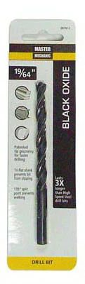 Black Oxide Drill Bit 19 by 64 Inch Diameter by 4 and 3 by 8 Inch Length