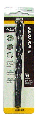 Black Oxide Drill Bit 27 by 64 Inch Diameter by 5 and 3 by 8 Inch Length