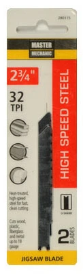 Metal-Cutting High-Speed Steel Jigsaw Blade, 2.75 In., 32-TPI, 2-Pk.