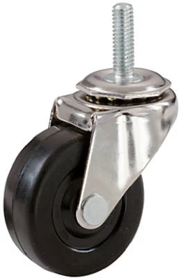 Rubber Wheel, Threaded Stem Caster, 3 In.