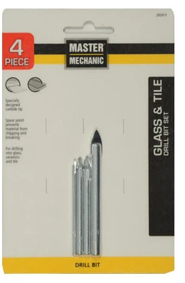 4 Piece Glass and Tile Drill Bit Set for Precision Drilling