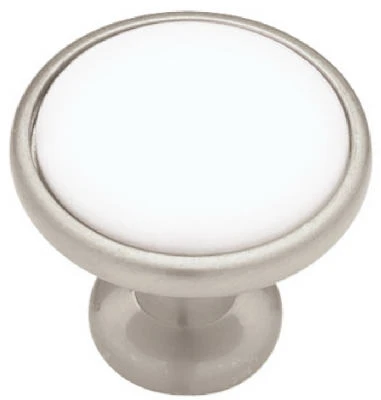 1.25-Inch White Ceramic Cabinet Knob with Durable Finish