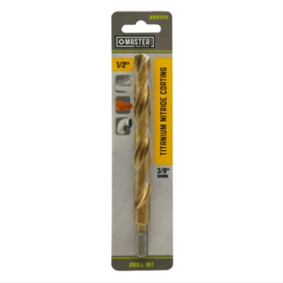 1/2 Inch by 6 Inch High-Speed Steel Drill Bit with Titanium Nitride Coating