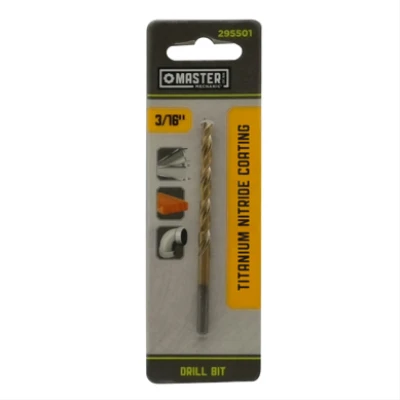 3/16 Inch by 3-1/2 Inch High-Speed Steel Drill Bit with Titanium Nitride Coating