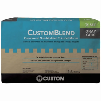 Custom Blend Thin Set Mortar, Gray, 50 Lb.