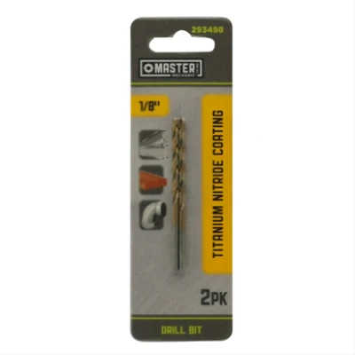 1/8 Inch by 2 and 3/4 Inch High-Speed Steel Drill Bit with Titanium Nitride Coating