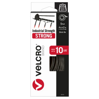 Industrial Strength Fastener Tape, Black, 4 Ft. x 2 In.
