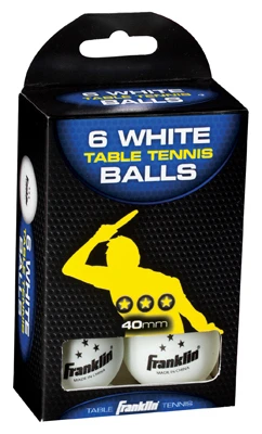 Table Tennis Balls, 3-Star, White, 6-Pk.