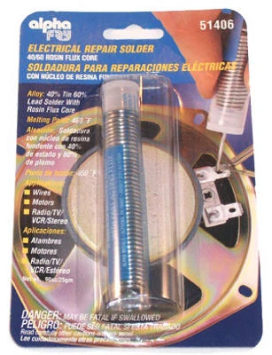 Leaded Electrical Solder Spool, 0.9-oz., .062-Diameter