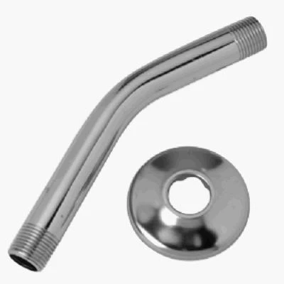 Shower Arm & Flange, Metal Chrome Finish, 0.5-inch Male Iron Pipe X 8-inch