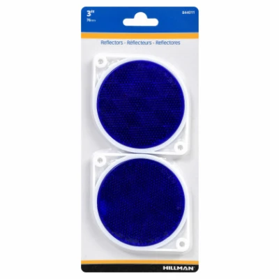 Blue Reflector Driveway Markers, Adhesive, 3-In., 2-Pk.