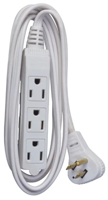 Extension Cord, 16/3 SPT-2 White Vinyl Low Profile Grounded Slender Plug, 6-Ft.