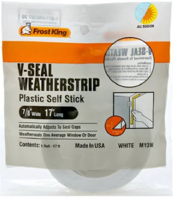 V-Seal Weatherstrip Tape, White, 7/8 In. x 17 Ft.
