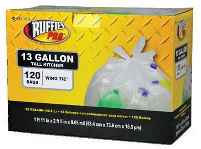 Tall Kitchen Recycling Bags, Clear, 13 Gallon, 120-Ct.