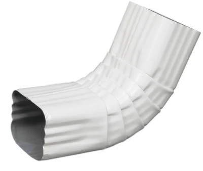Gutter Front Elbow, Style A, 75 Degree, White Galvanized Steel, 2 x 3 In.