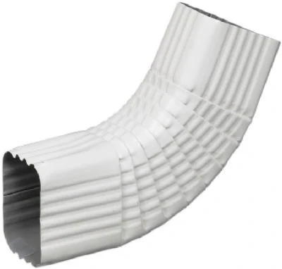 Gutter Side Elbow, Style B, 75 Degree, White Galvanized Steel, 2 x 3 In.