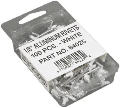 Gutter Rivets, White Aluminum, 1/8-In., 100-Pc.