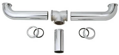 Chrome Finish Two-Bowl Center Outlet Kitchen Sink Drain Assembly