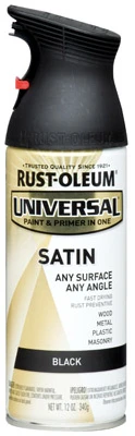 Universal Paint & Primer Satin Spray Paint, Black, 12-oz