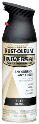 Universal Paint & Primer Spray Paint, Black Flat, 12-oz