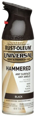 Universal Paint & Primer Hammered Spray Paint, Black, 12-oz