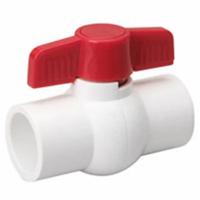 Solvent Ball Valve, White PVC, 3/4 In.