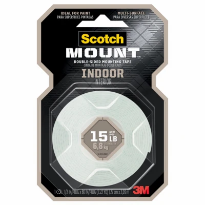 Heavy-Duty Mounting Tape, Double-Sided, 1/2 x 80 In.
